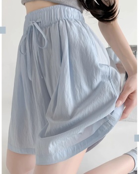 Korean style loose pants ice silk folds shorts for women
