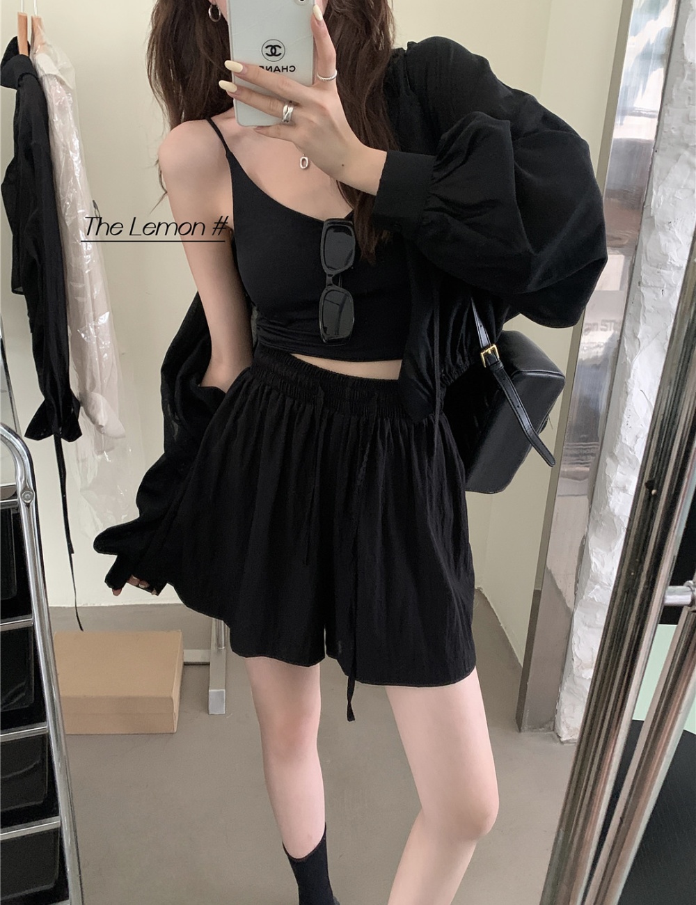 Korean style loose pants ice silk folds shorts for women