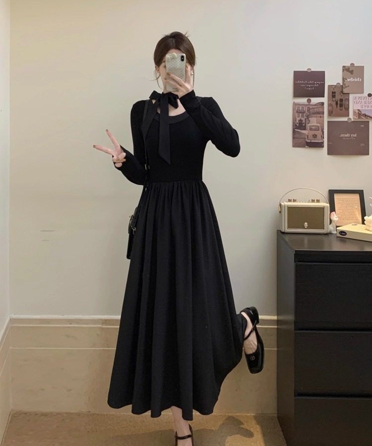 All-match niche show young long dress tender frenum dress