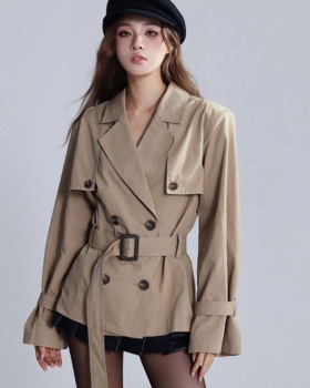 Korean style France style windbreaker khaki coat for women