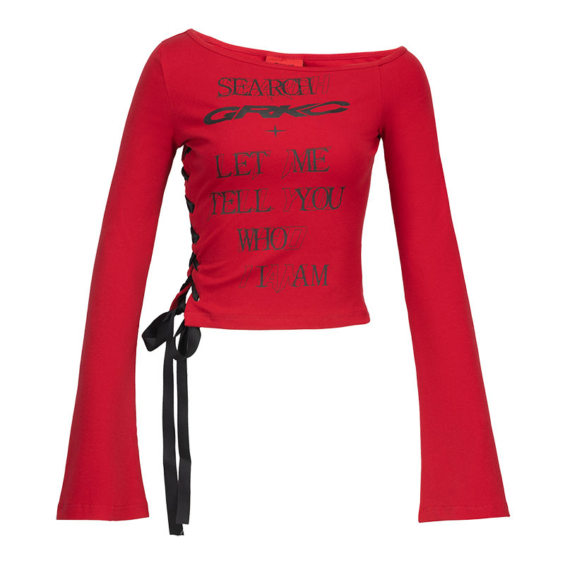 Slim sloping shoulder bottoming shirt American style tops for women