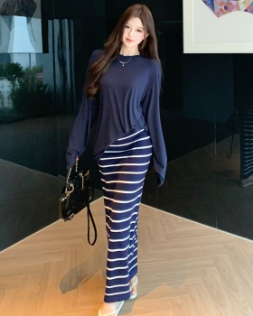Long sleeve long skirt cozy tops a set for women