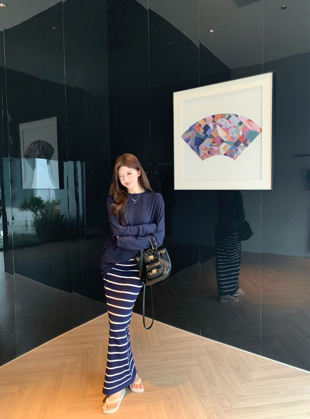 Long sleeve long skirt cozy tops a set for women