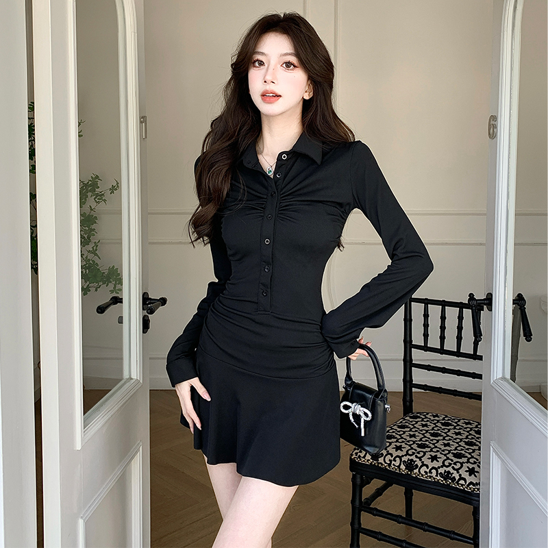 Black spring and summer package hip enticement dress