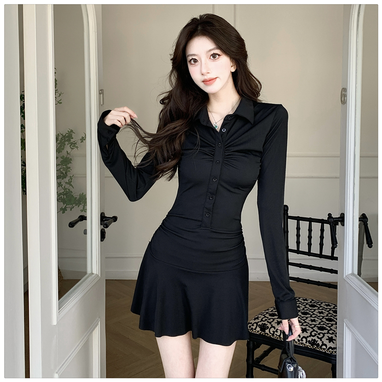 Black spring and summer package hip enticement dress