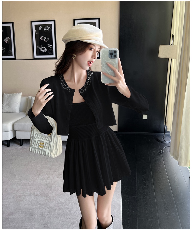 Sling tops knitted cardigan 2pcs set