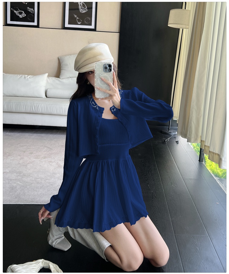 Sling tops knitted cardigan 2pcs set