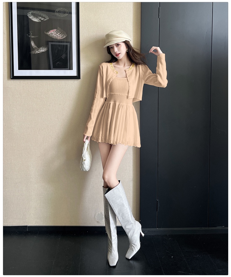 Sling tops knitted cardigan 2pcs set