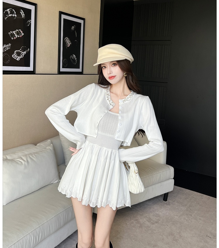 Sling tops knitted cardigan 2pcs set