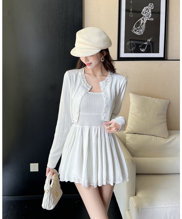 Sling tops knitted cardigan 2pcs set