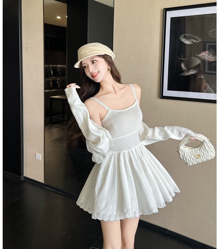 Sling tops knitted cardigan 2pcs set