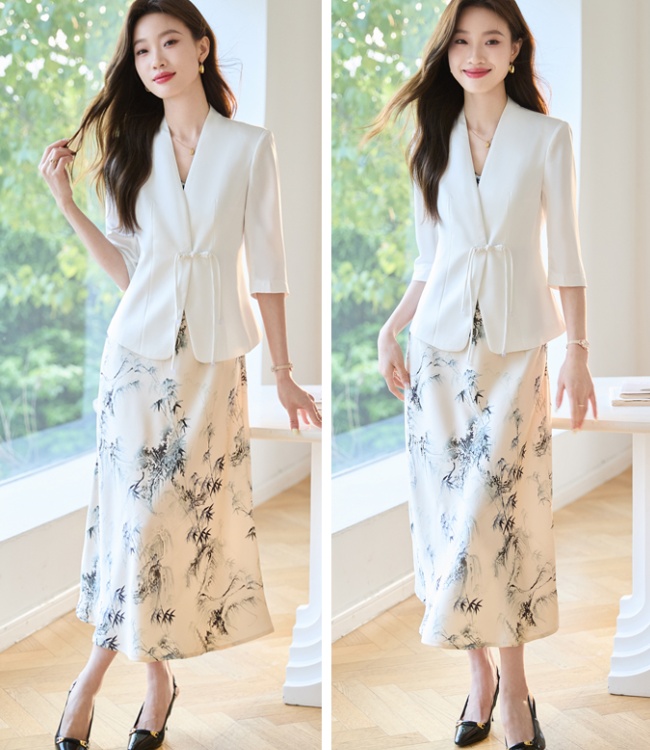 Chinese style coat Casual strap dress a set for women