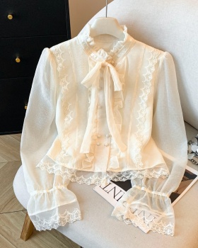 Lace spring shirt long sleeve tops for women