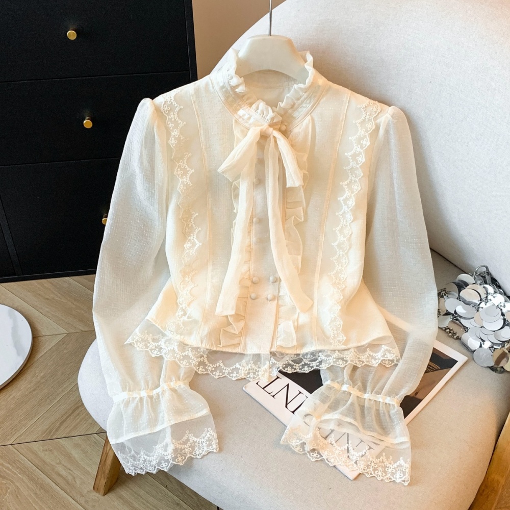 Lace spring shirt long sleeve tops for women