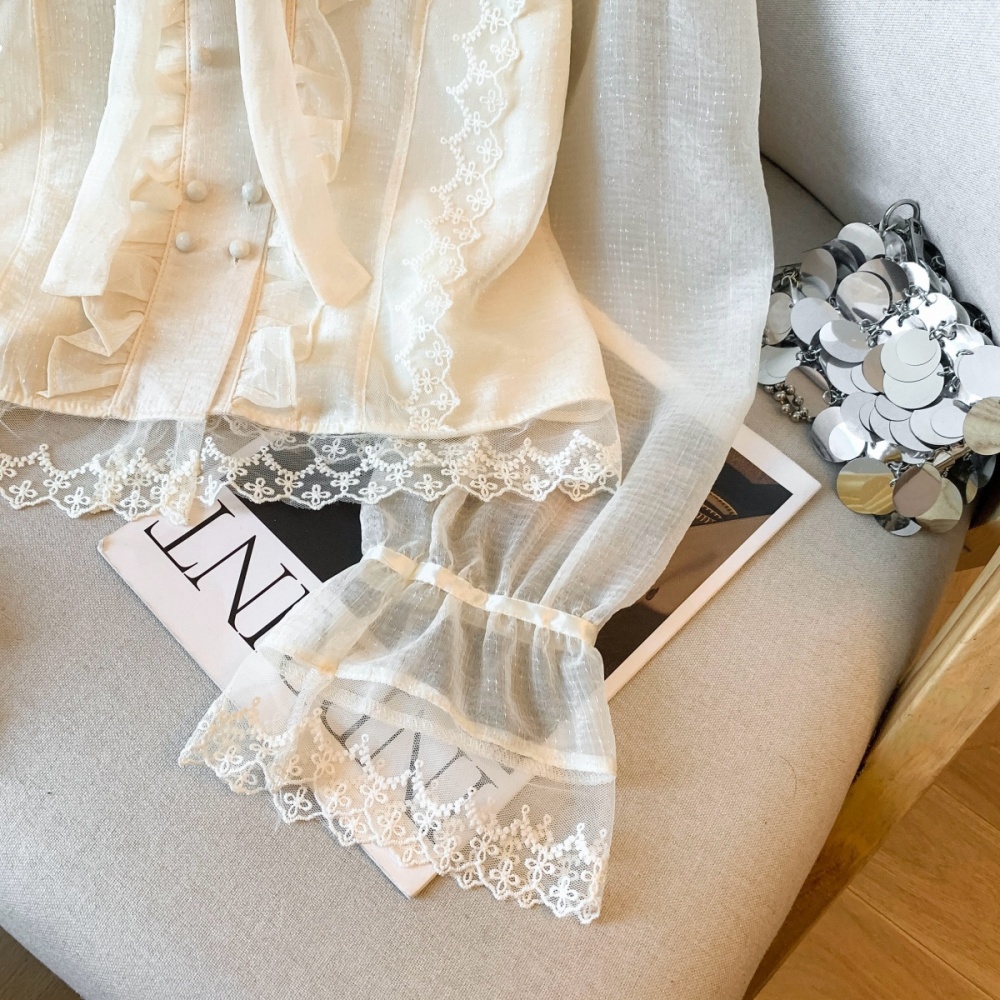 Lace spring shirt long sleeve tops for women