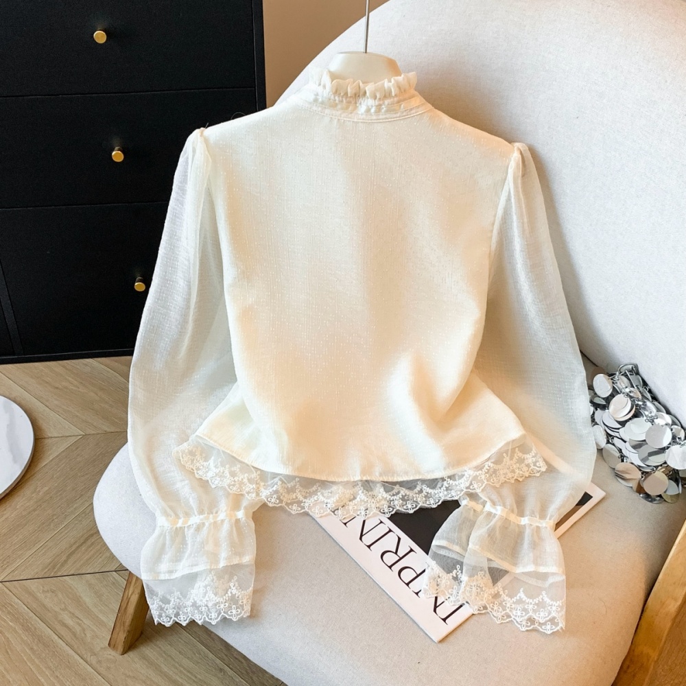 Lace spring shirt long sleeve tops for women