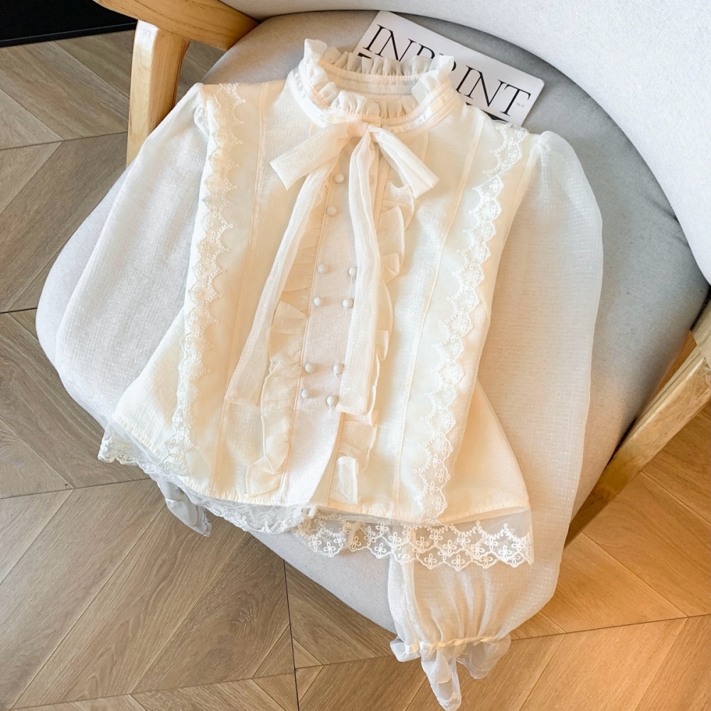 Lace spring shirt long sleeve tops for women