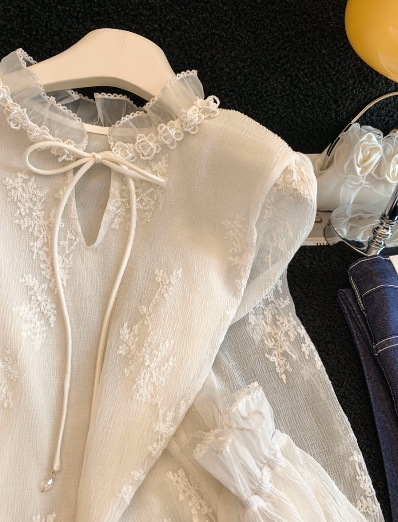 Inside the ride lace shirt beading tops for women