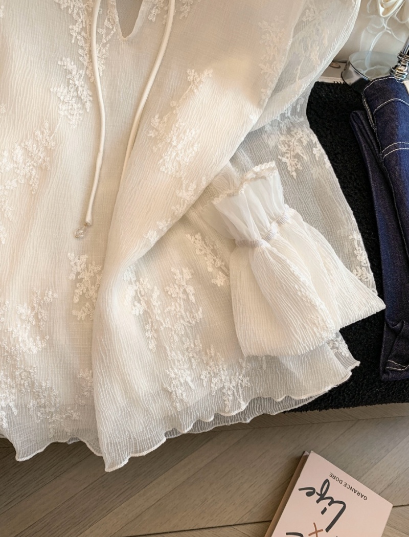 Inside the ride lace shirt beading tops for women