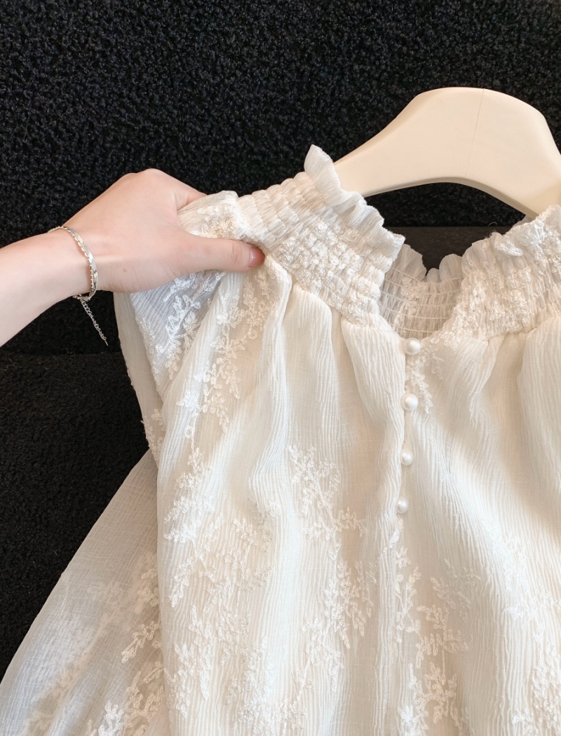 Lotus leaf edges France style tops spring bottoming shirt