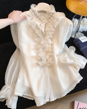 Light luxury cstand collar small shirt temperament splice shirt