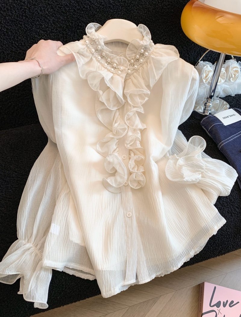 Light luxury cstand collar small shirt temperament splice shirt