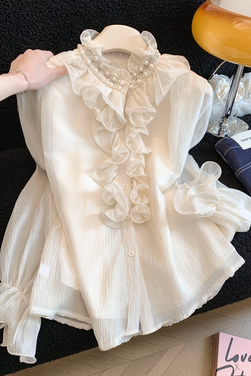 Light luxury cstand collar small shirt temperament splice shirt