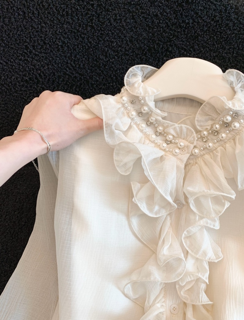 Light luxury cstand collar small shirt temperament splice shirt