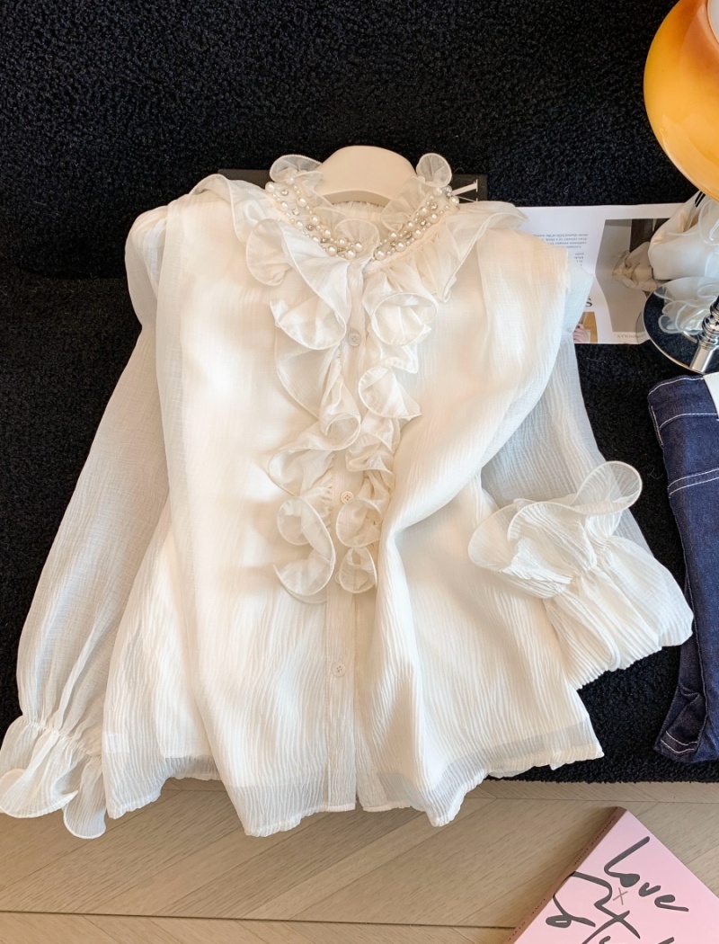 Light luxury cstand collar small shirt temperament splice shirt