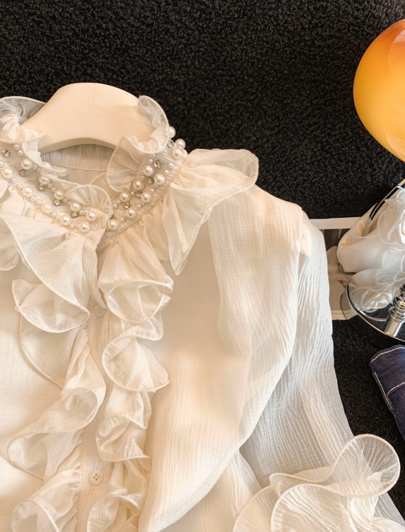 Light luxury cstand collar small shirt temperament splice shirt