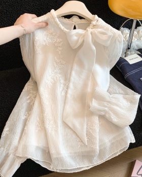 Commuting beading shirt lace tops for women