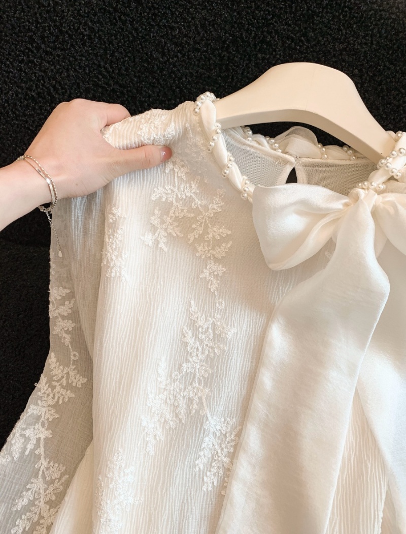 Commuting beading shirt lace tops for women