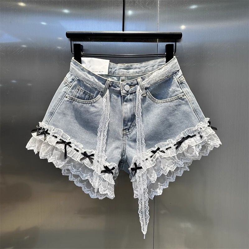 Lace shorts spring and summer short jeans for women