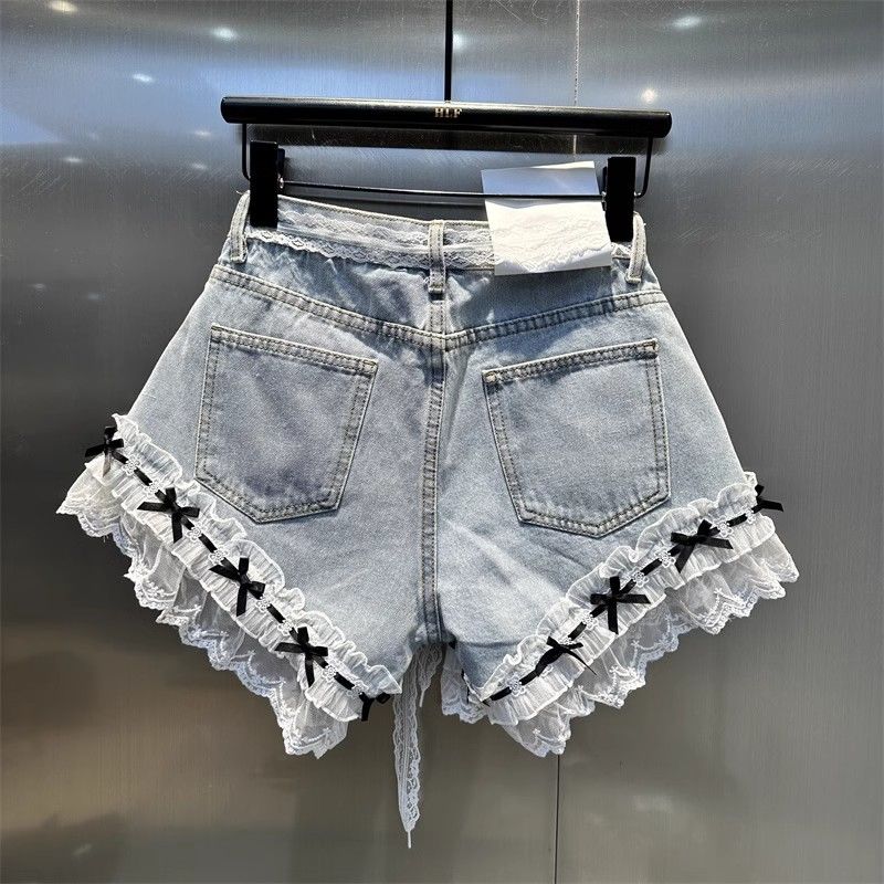 Lace shorts spring and summer short jeans for women