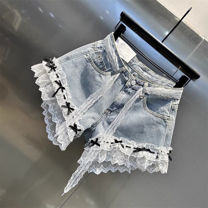 Lace shorts spring and summer short jeans for women