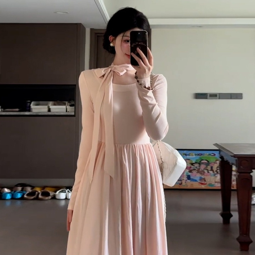 Frenum pink dress show young long dress for women