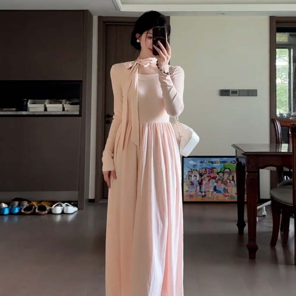 Frenum pink dress show young long dress for women