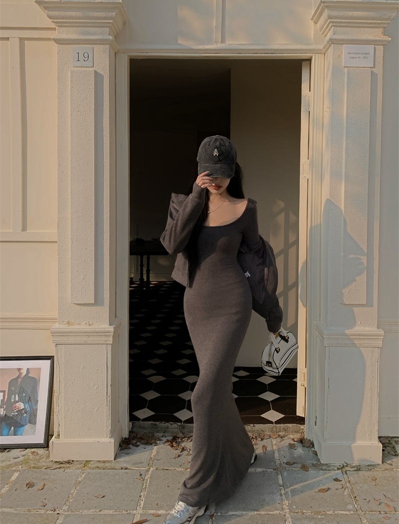 Square collar hoodie hooded dress a set for women