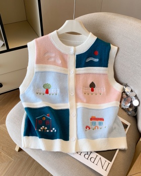 Sweet spring sleeveless retro waistcoat for women