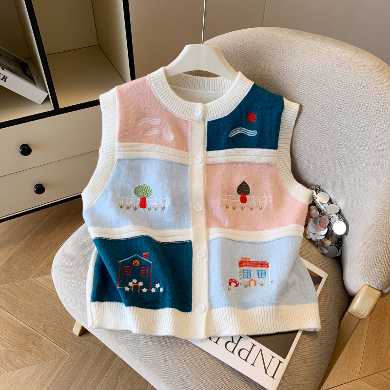 Sweet spring sleeveless retro waistcoat for women