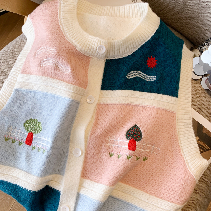 Sweet spring sleeveless retro waistcoat for women