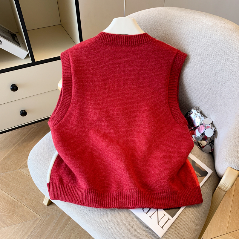 Sweet spring sleeveless retro waistcoat for women