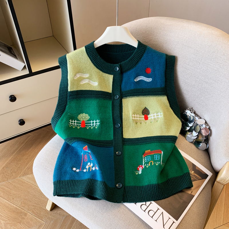 Sweet spring sleeveless retro waistcoat for women