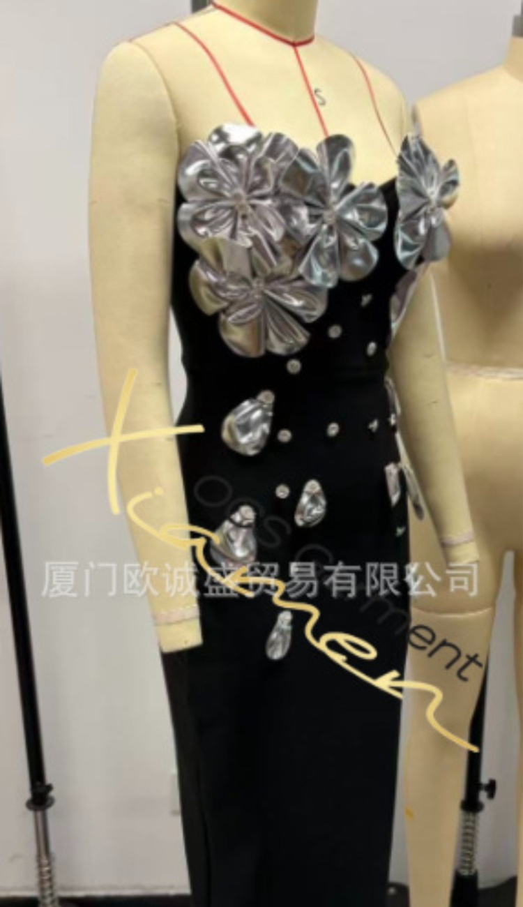 Bandage leatherette formal dress wrapped chest dress