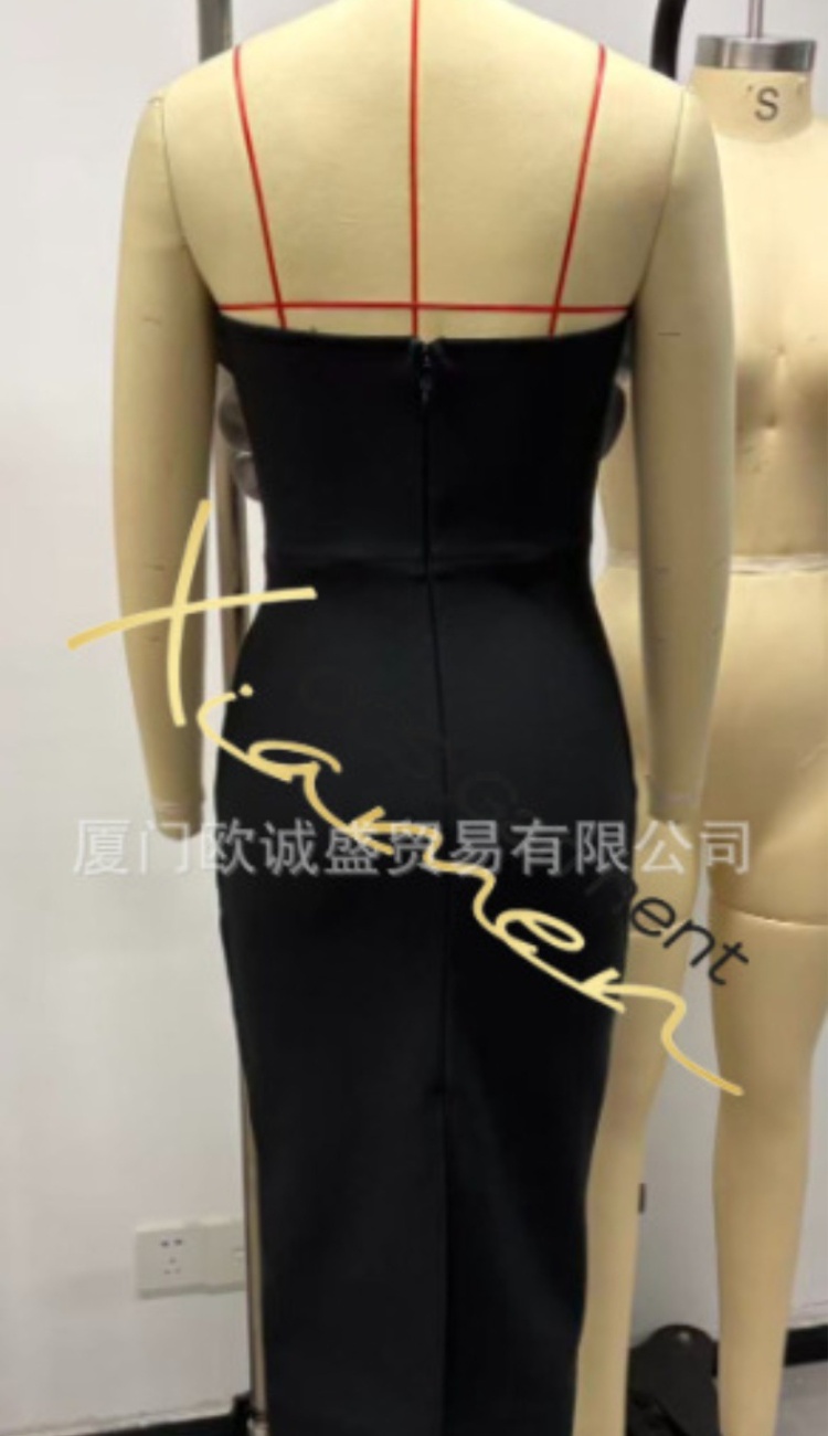 Bandage leatherette formal dress wrapped chest dress