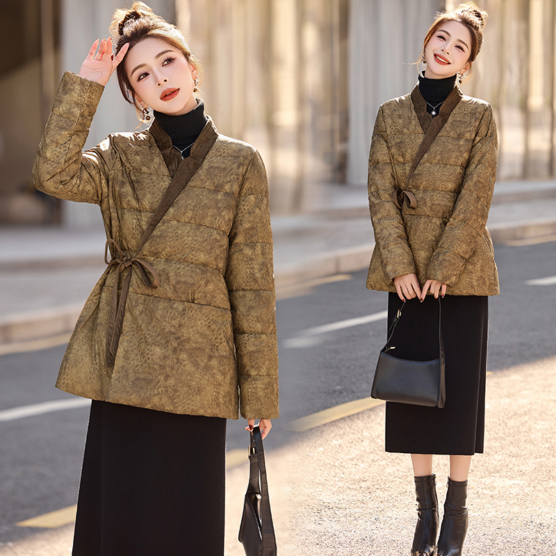 Temperament printing coat duck down down coat for women