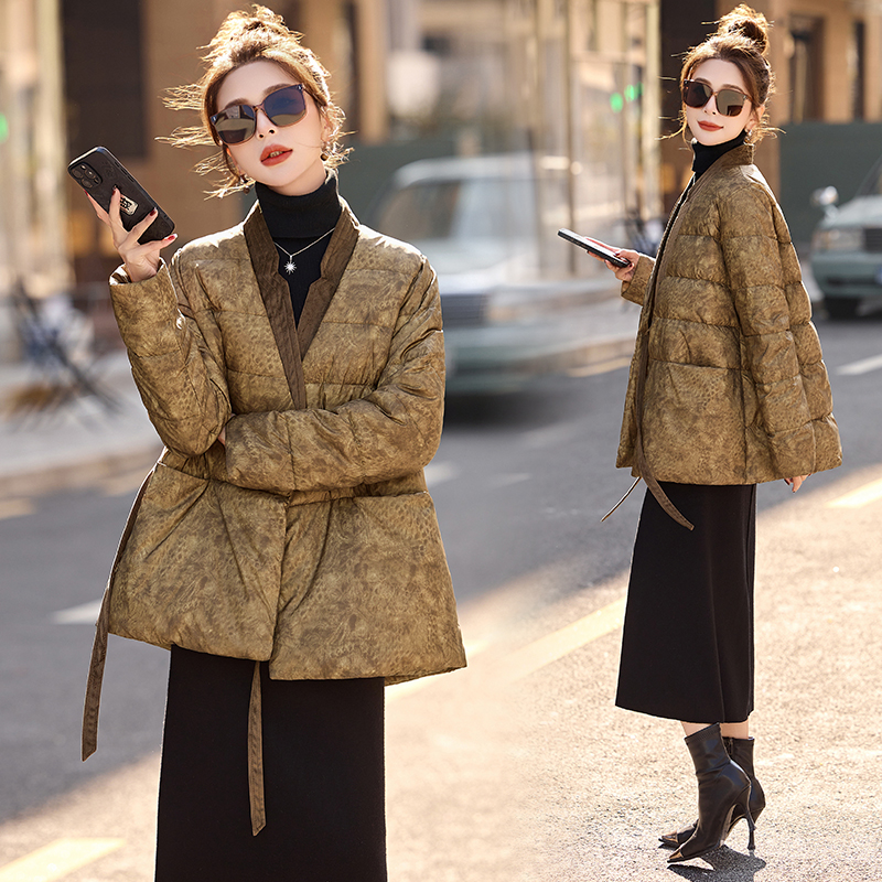 Temperament printing coat duck down down coat for women