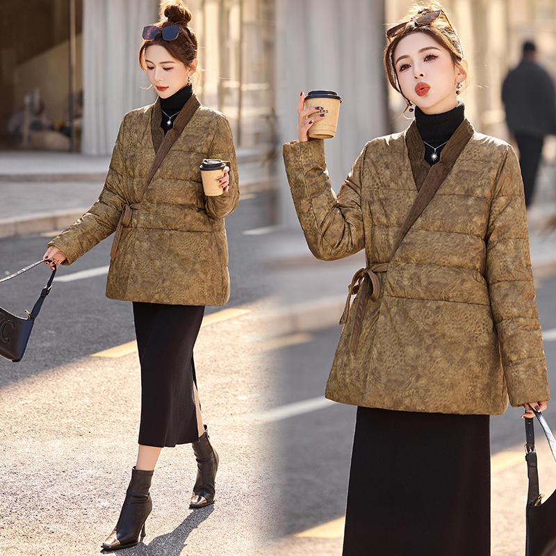 Temperament printing coat duck down down coat for women