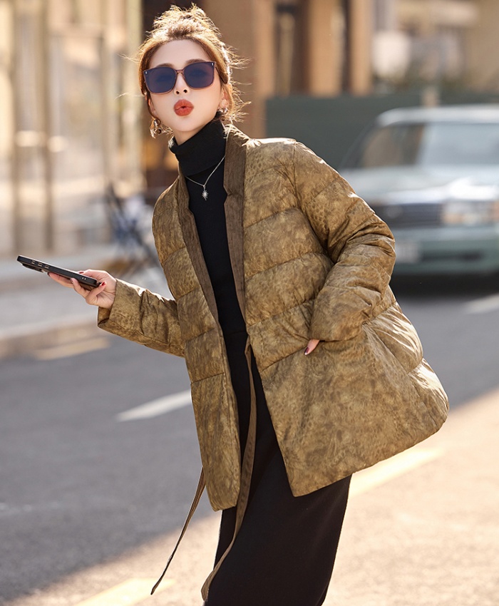 Temperament printing coat duck down down coat for women