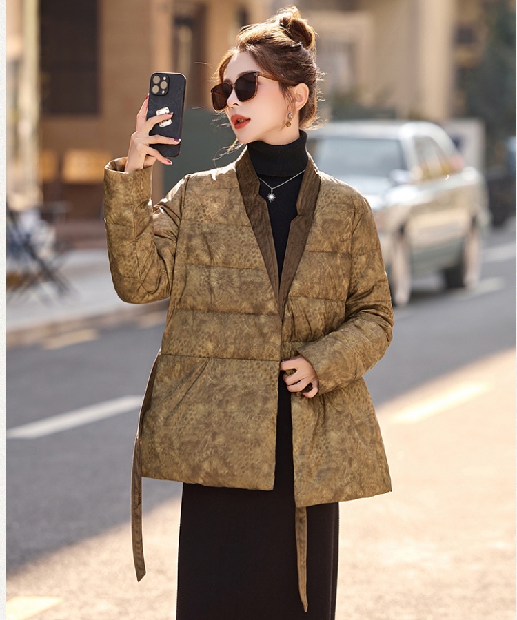 Temperament printing coat duck down down coat for women